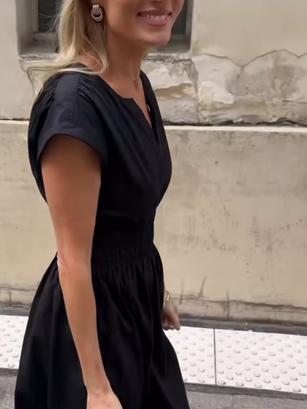 Marea by Liz Joy Black Clara V-Neck Shirred Waist Maxi Dress